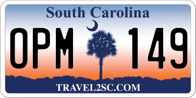 SC license plate OPM149
