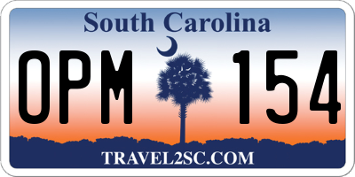 SC license plate OPM154
