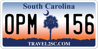 SC license plate OPM156