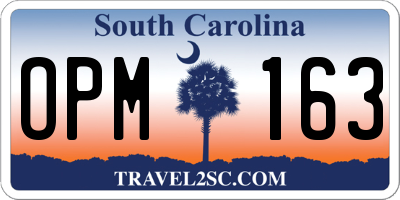 SC license plate OPM163