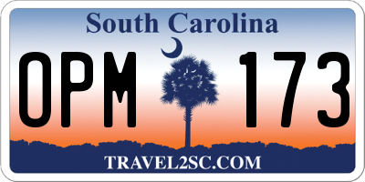 SC license plate OPM173