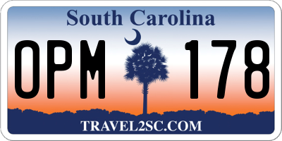 SC license plate OPM178