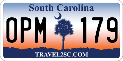 SC license plate OPM179