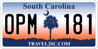 SC license plate OPM181