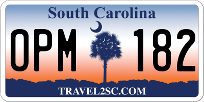 SC license plate OPM182
