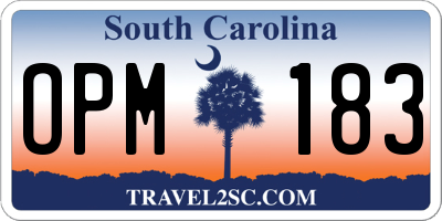SC license plate OPM183
