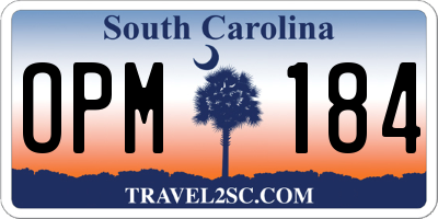 SC license plate OPM184