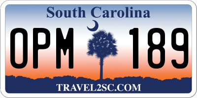 SC license plate OPM189