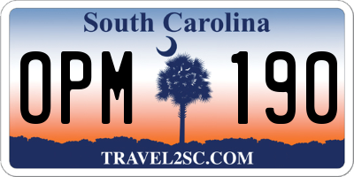 SC license plate OPM190