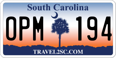 SC license plate OPM194