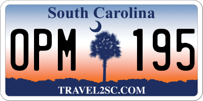 SC license plate OPM195