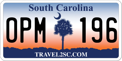 SC license plate OPM196