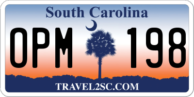 SC license plate OPM198