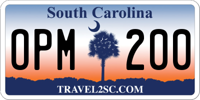 SC license plate OPM200