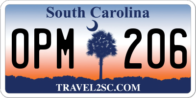 SC license plate OPM206