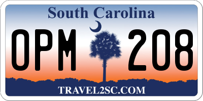 SC license plate OPM208
