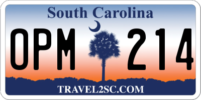SC license plate OPM214