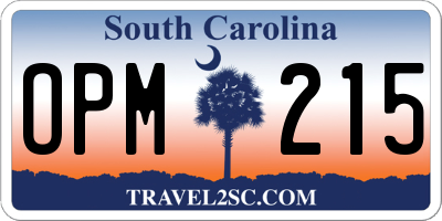 SC license plate OPM215