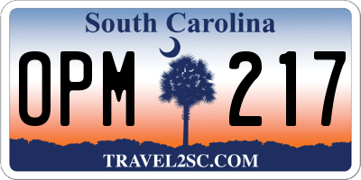SC license plate OPM217
