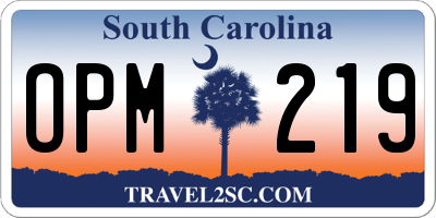 SC license plate OPM219