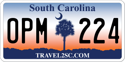 SC license plate OPM224