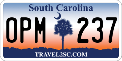 SC license plate OPM237