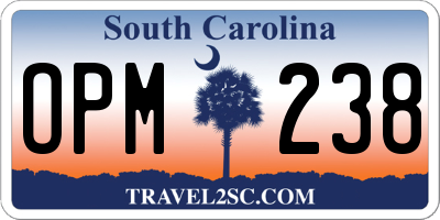 SC license plate OPM238