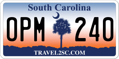 SC license plate OPM240