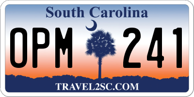 SC license plate OPM241