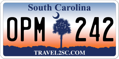 SC license plate OPM242