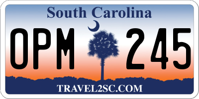 SC license plate OPM245