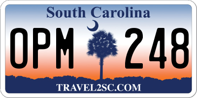 SC license plate OPM248