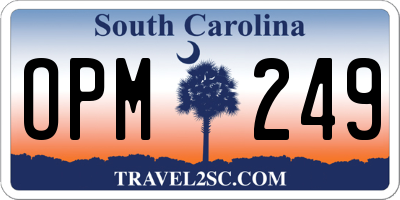 SC license plate OPM249
