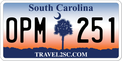 SC license plate OPM251