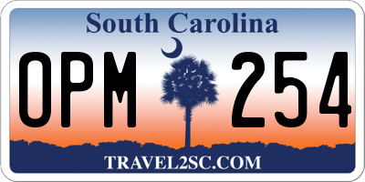 SC license plate OPM254