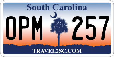 SC license plate OPM257