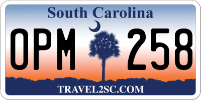 SC license plate OPM258