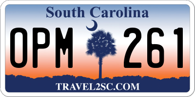 SC license plate OPM261