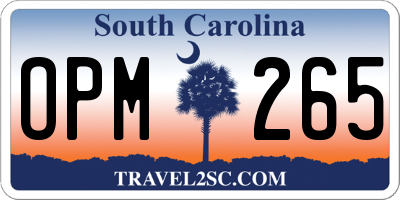 SC license plate OPM265