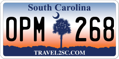 SC license plate OPM268