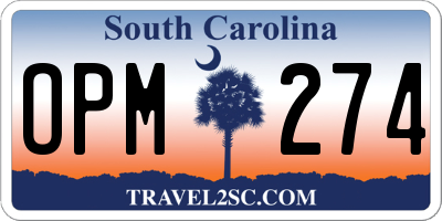 SC license plate OPM274