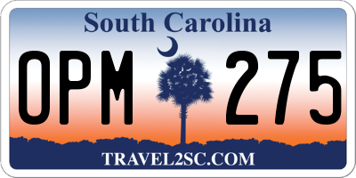 SC license plate OPM275