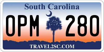 SC license plate OPM280