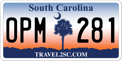 SC license plate OPM281