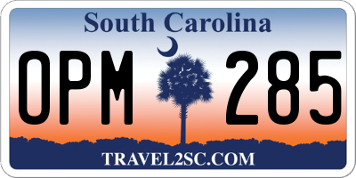 SC license plate OPM285