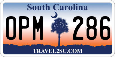 SC license plate OPM286