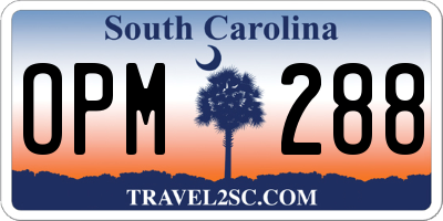 SC license plate OPM288