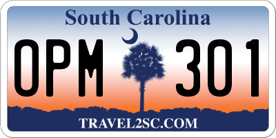 SC license plate OPM301