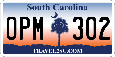 SC license plate OPM302