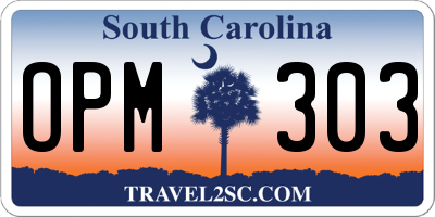SC license plate OPM303